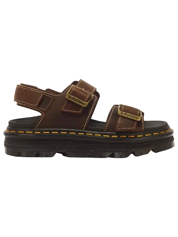 Dr. Martens Women's Zebzag Crazy Horse Leather Sandals - Dark Brown Image 1