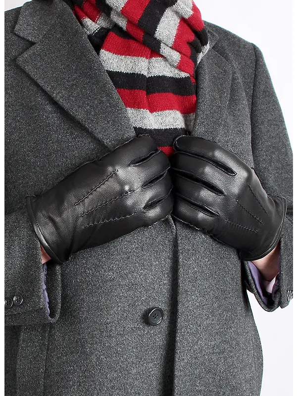 Dents Men's Dilton Three-Point Lined Leather Gloves - Black Image 2