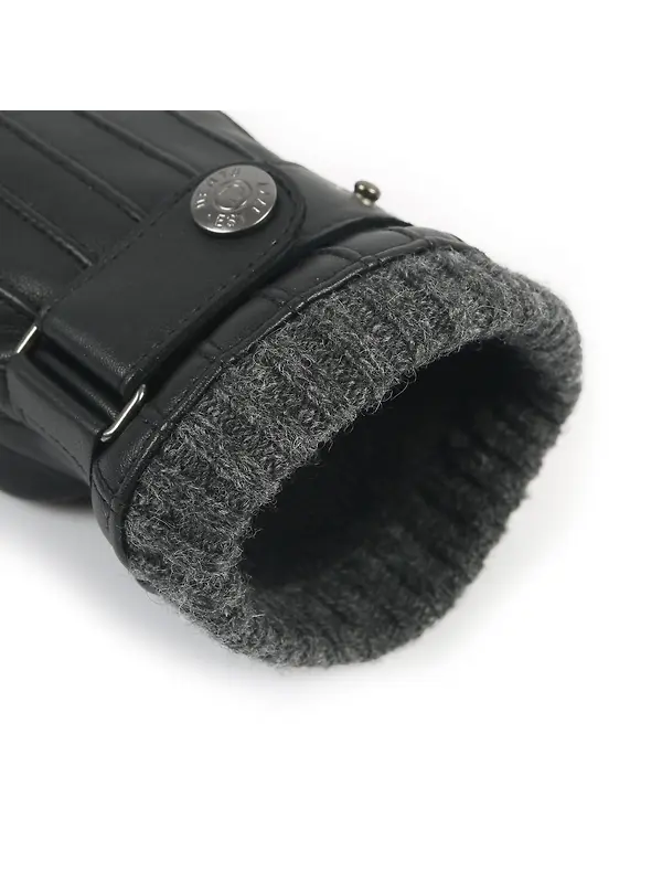 Dents Men’s Sherborne Touchscreen Wool Blend-Lined Leather Gloves - Black/Grey Image 11
