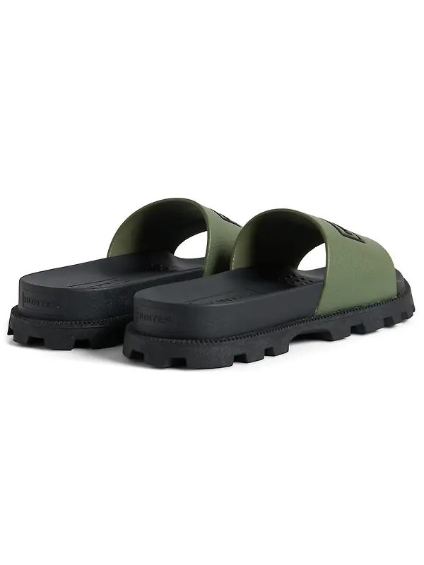 Hunter Unisex Vegan Synthetic Logo Sliders - Lichen Green Image 3