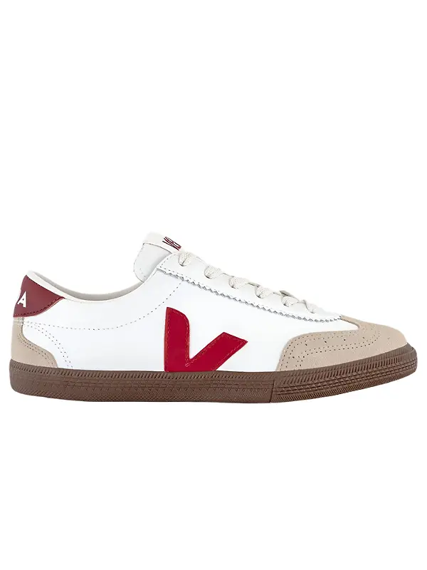 VEJA Women's Volley Leather Sneaker - White Pekin Bark Image 1