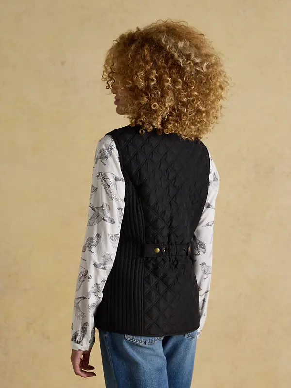 Joules Women's Minx Showerproof Diamond Quilted Gilet - Black Image 3