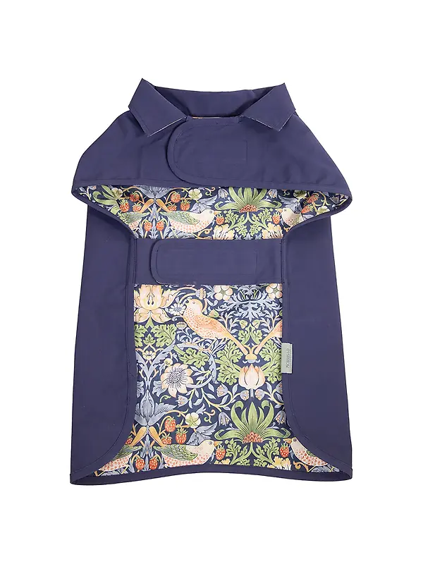 William Morris Reversible Dog Coat - Strawberry Thief Print Image 3