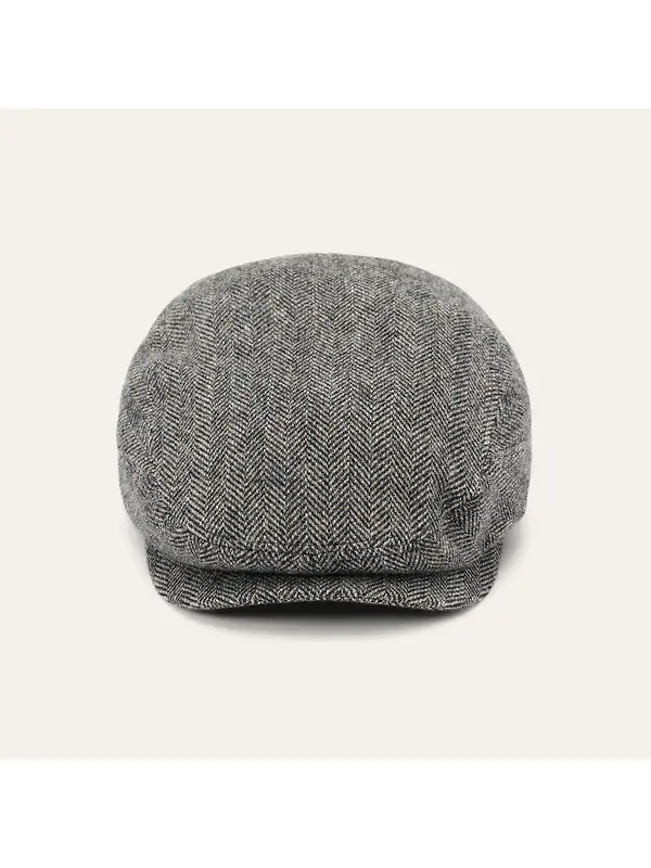 Stetson Belfast Driver Wool Herringbone Flat Cap - Anthra Melange Herringbone Image 2