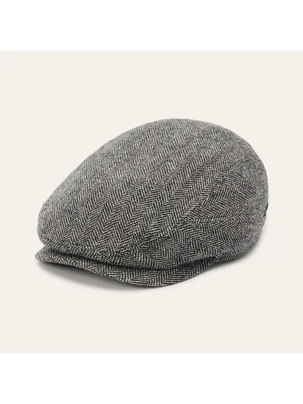 Stetson Belfast Driver Wool Herringbone Flat Cap - Anthra Melange Herringbone Image 3