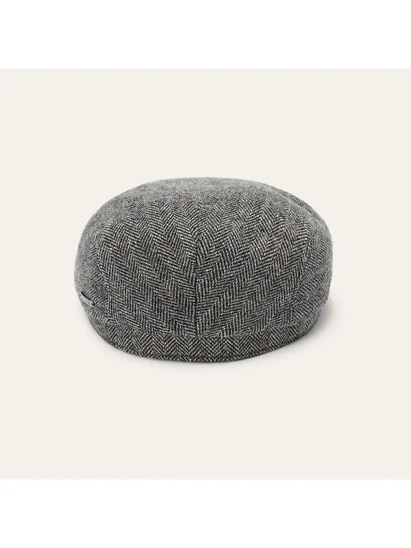 Stetson Belfast Driver Wool Herringbone Flat Cap - Anthra Melange Herringbone Image 5
