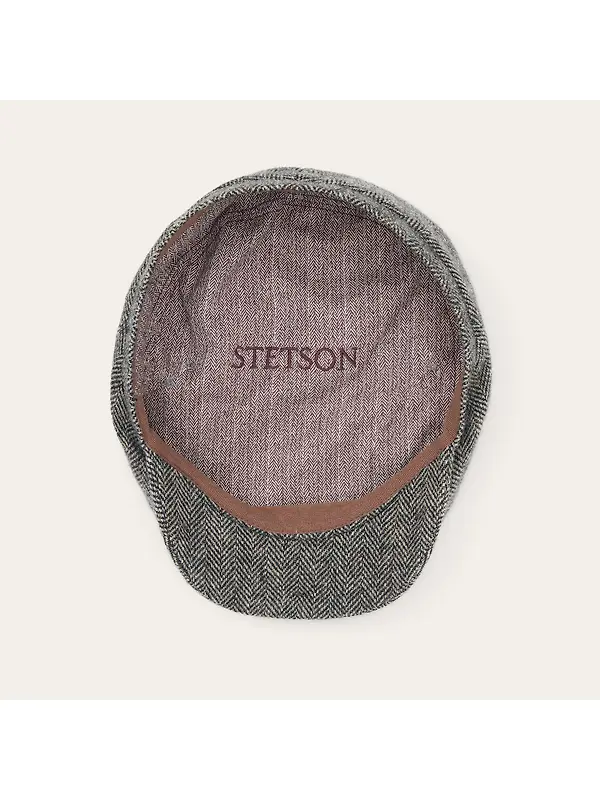 Stetson Belfast Driver Wool Herringbone Flat Cap - Anthra Melange Herringbone Image 6