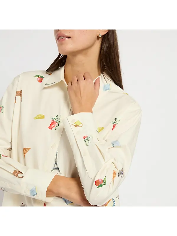Joules Women's Amilla Paris Print Shirt - White Image 3