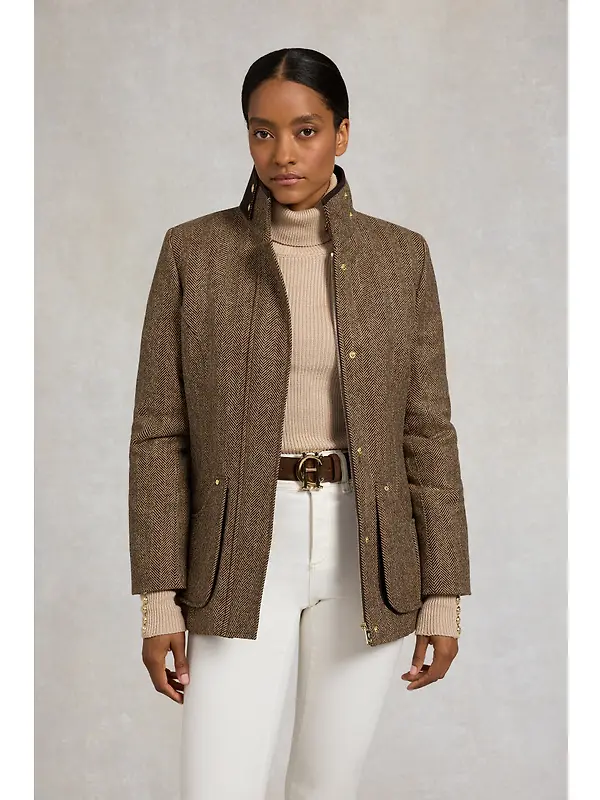 Holland Cooper Women's Country Classic Jacket - Large Scale Brown Herringbone Image 3