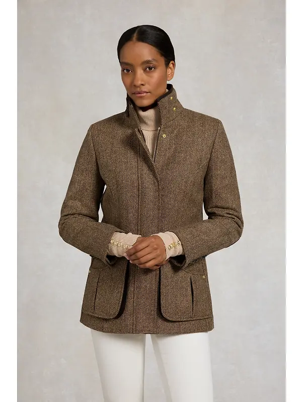Holland Cooper Women's Country Classic Jacket - Large Scale Brown Herringbone Image 2