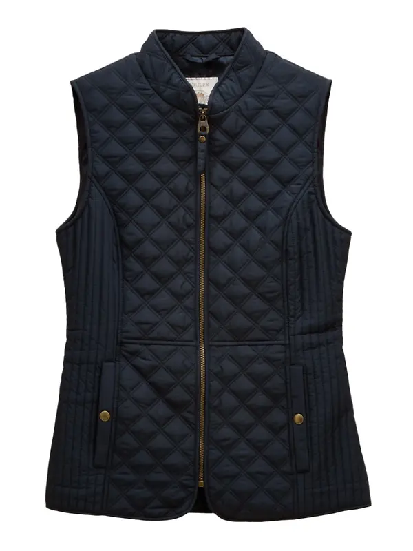 Joules Women's Minx Showerproof Diamond Quilted Gilet - Navy Blue Image 1