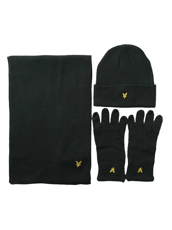 Product image of Lyle & Scott Men's Checked Scarf And Beanie Gift Set - Argyle Teal