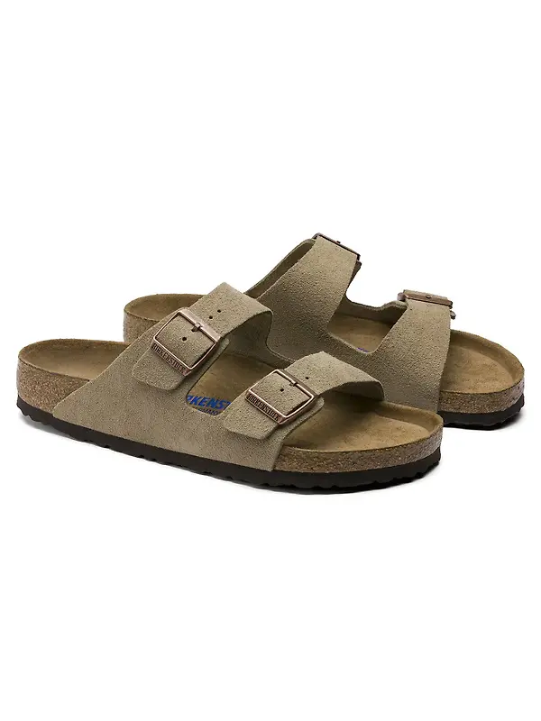 Birkenstock Unisex Arizona Soft Footbed Suede Leather Regular Sandals - Taupe Image 5