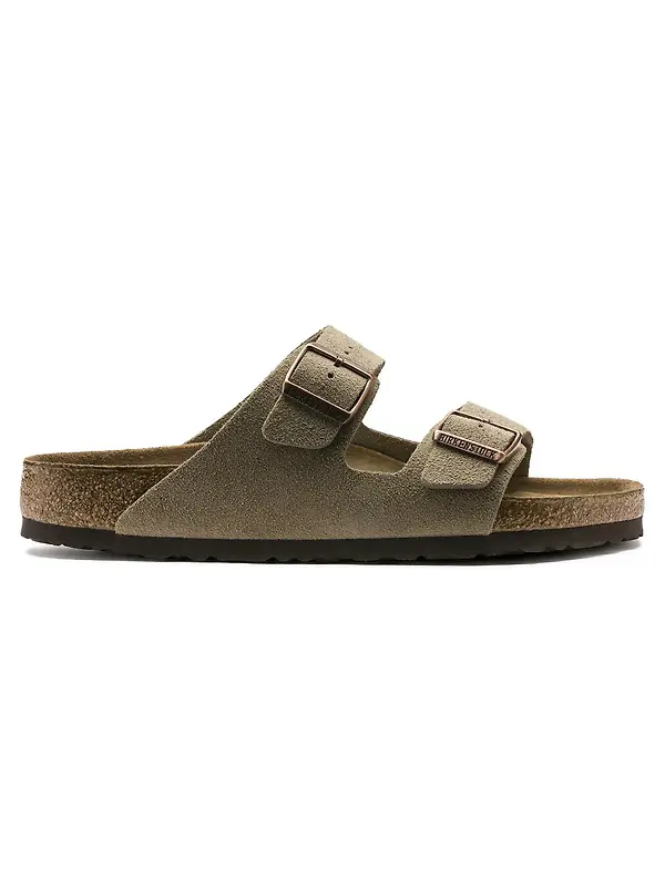 Birkenstock Unisex Arizona Soft Footbed Suede Leather Regular Sandals - Taupe Image 3