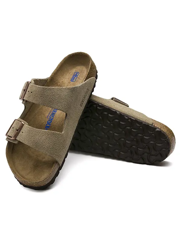 Birkenstock Unisex Arizona Soft Footbed Suede Leather Regular Sandals - Taupe Image 7