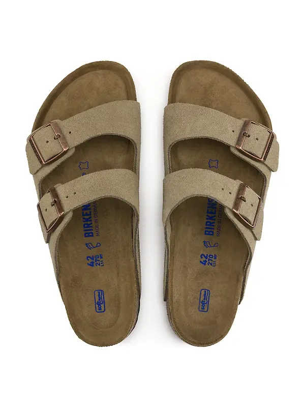 Birkenstock Unisex Arizona Soft Footbed Suede Leather Regular Sandals - Taupe Image 2