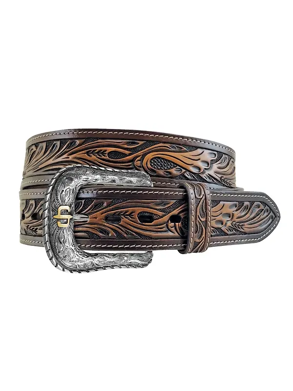 Stetson Tooled Leather Belt - Brown Product Image