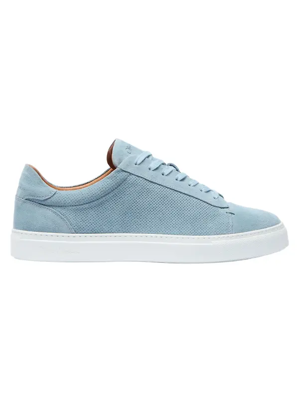 Oliver Sweeney Men's Almada Perforated Calf Suede Cupsole Trainers - Blue Image 1