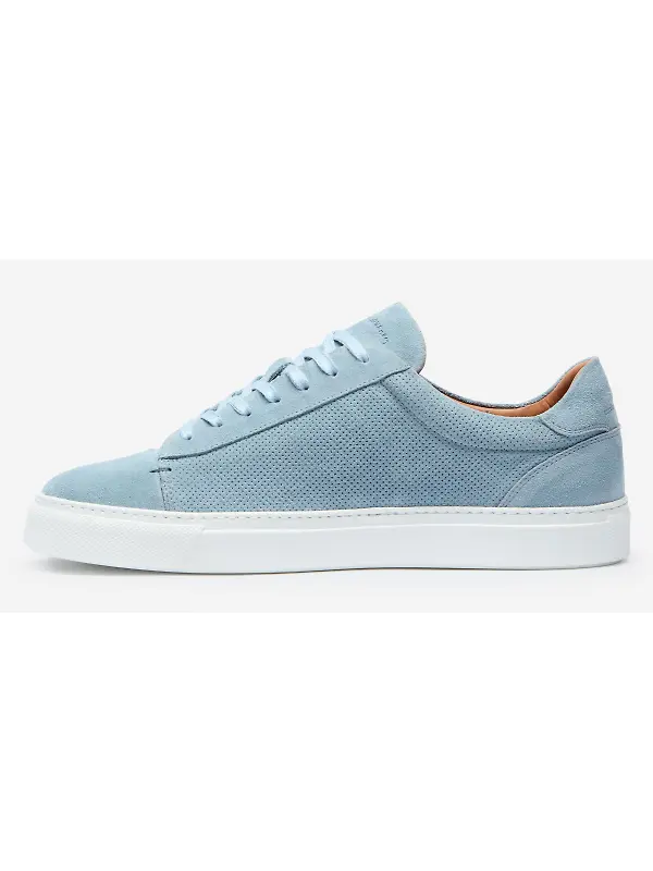 Oliver Sweeney Men's Almada Perforated Calf Suede Cupsole Trainers - Blue Image 6