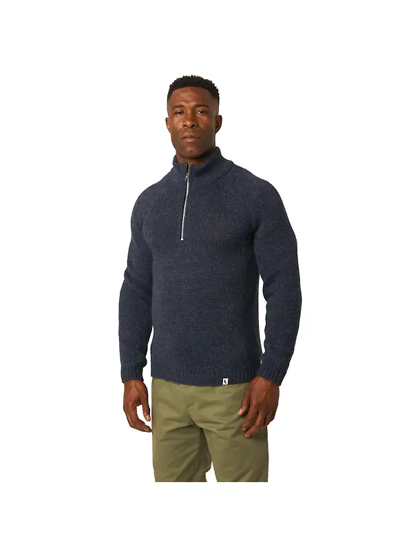 Peregrine Men's Bristol Zip Neck Jumper - Marine Image 2