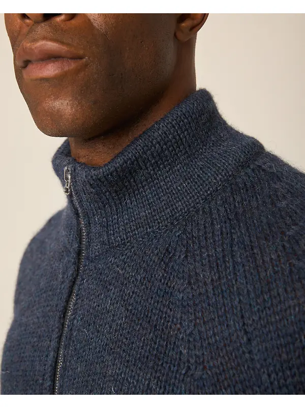 Peregrine Men's Bristol Zip Neck Jumper - Marine Image 4