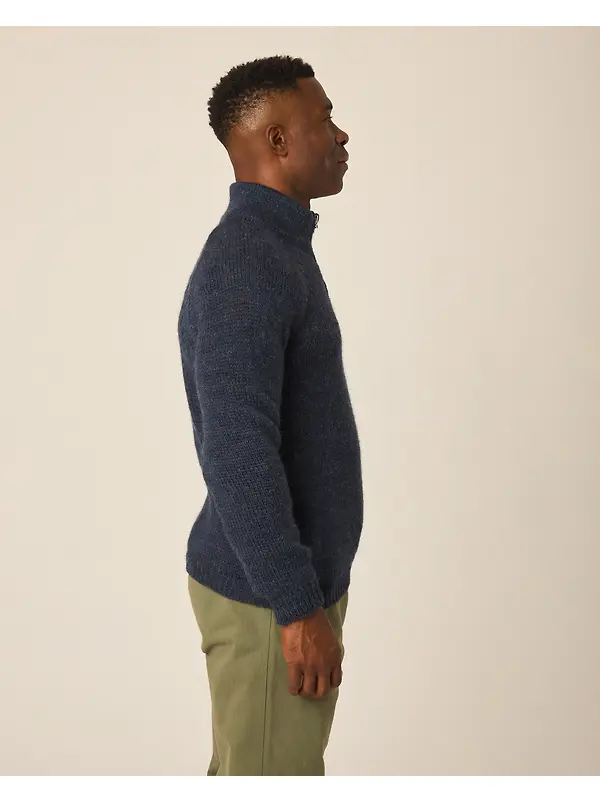 Peregrine Men's Bristol Zip Neck Jumper - Marine Image 6