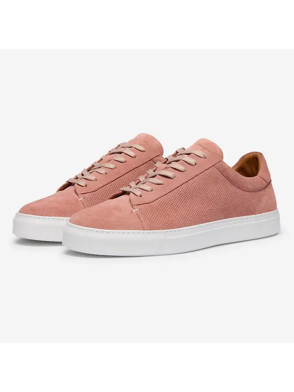 Oliver Sweeney Men's Almada Perforated Calf Suede Cupsole Trainers - Dusty Pink Image 2