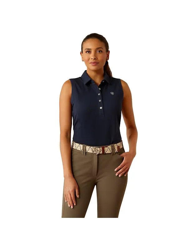Ariat Women's Prix 3.0 Sleeveless Polo Shirt - Navy Eclipse Image 1