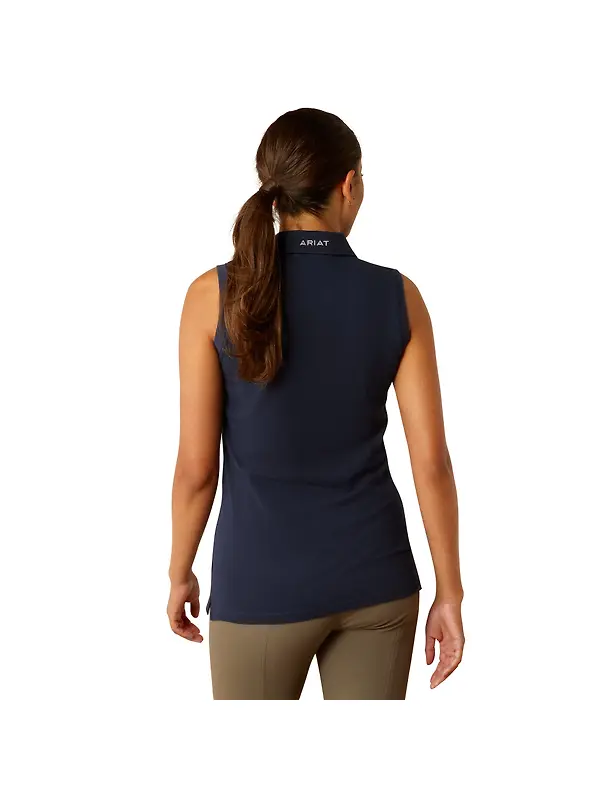 Ariat Women's Prix 3.0 Sleeveless Polo Shirt - Navy Eclipse Image 2