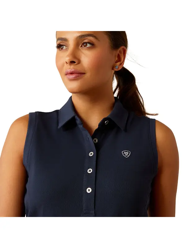 Ariat Women's Prix 3.0 Sleeveless Polo Shirt - Navy Eclipse Image 4