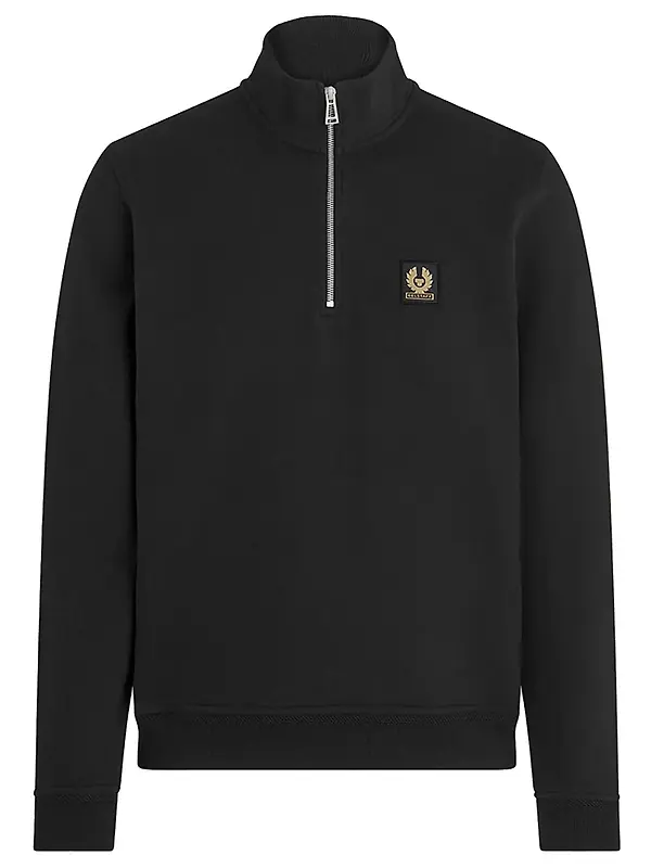 Product image of Belstaff Men's Cotton Fleece Quarter Zip Sweatshirt - Black