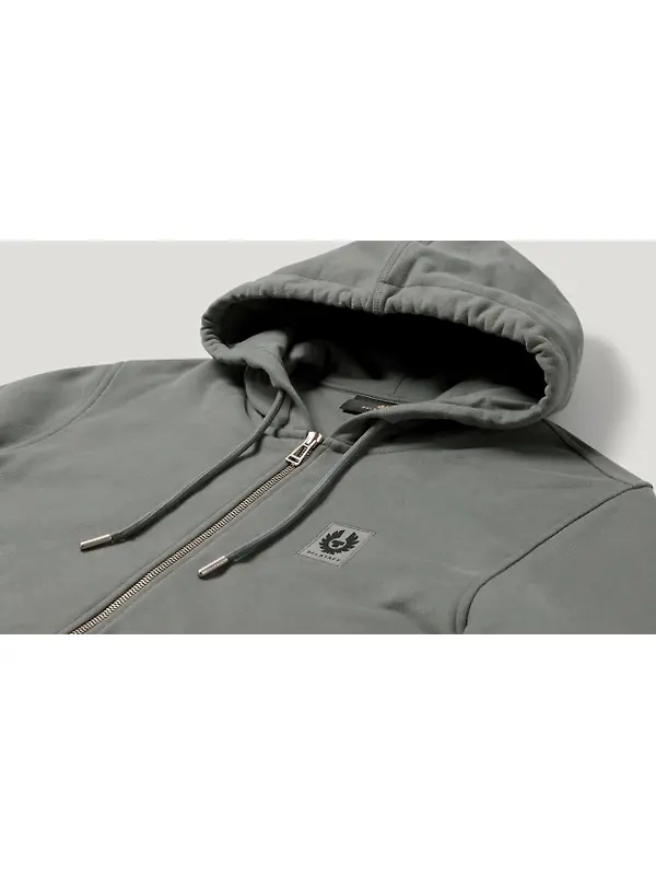 Belstaff Men's Cotton Fleece Belstaff Full Zip Hoodie - Atlantic Grey Image 2