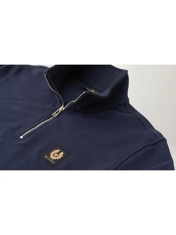 Belstaff Men's Cotton Fleece Belstaff Quarter Zip Sweatshirt - Dark Ink Image 2