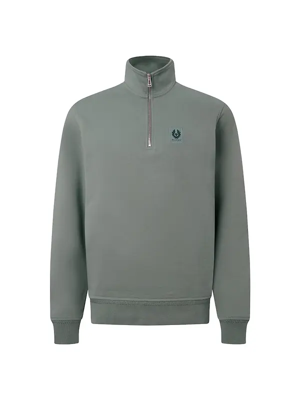 Belstaff Men's Cotton Fleece Belstaff Quarter Zip Sweatshirt - Atlantic Grey Image 1