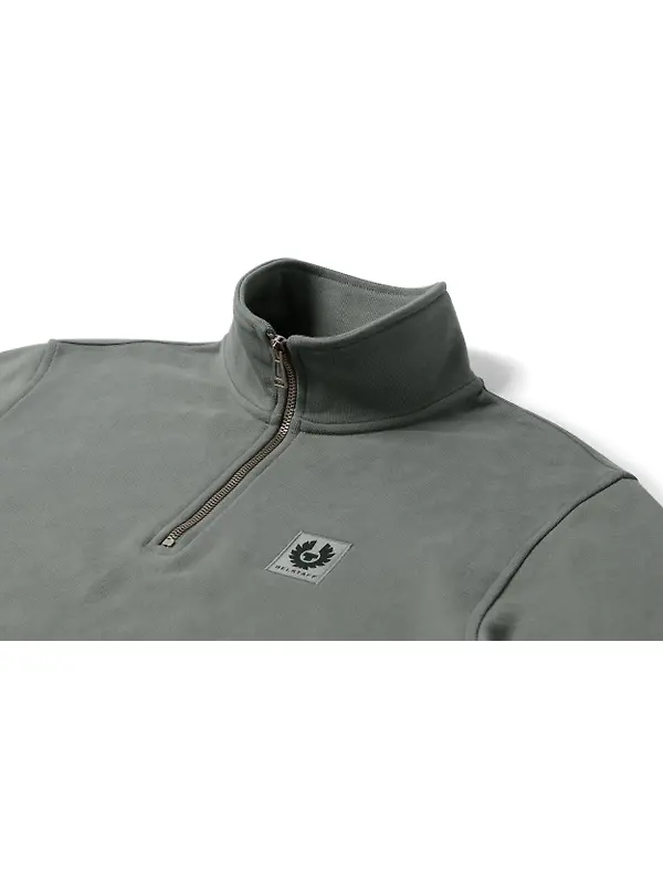 Belstaff Men's Cotton Fleece Belstaff Quarter Zip Sweatshirt - Atlantic Grey Image 2