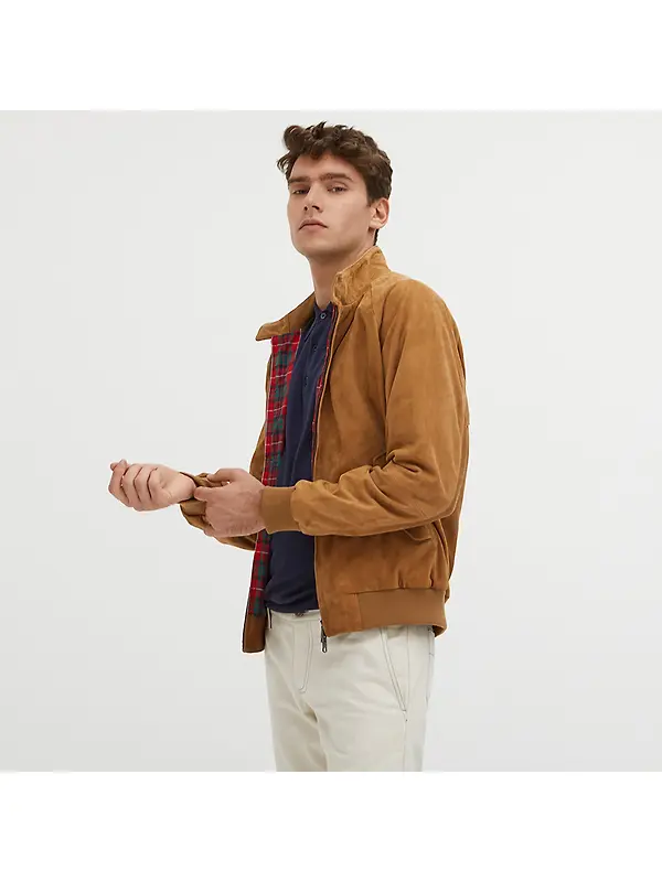 Baracuta Men's G9 Suede Harrington Jacket - Tobacco Image 2