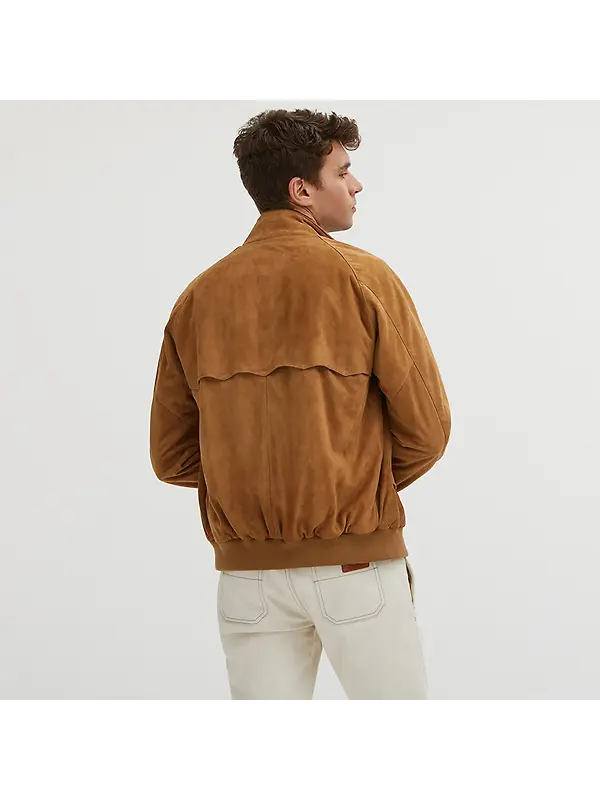 Baracuta Men's G9 Suede Harrington Jacket - Tobacco Image 4