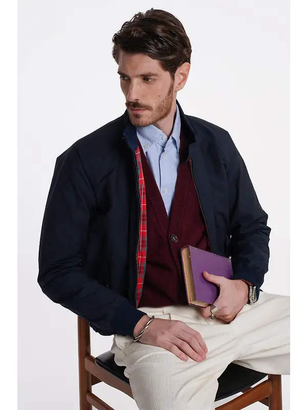 Baracuta Men's G9 Baracuta Cloth Harrington Jacket - Navy Image 6