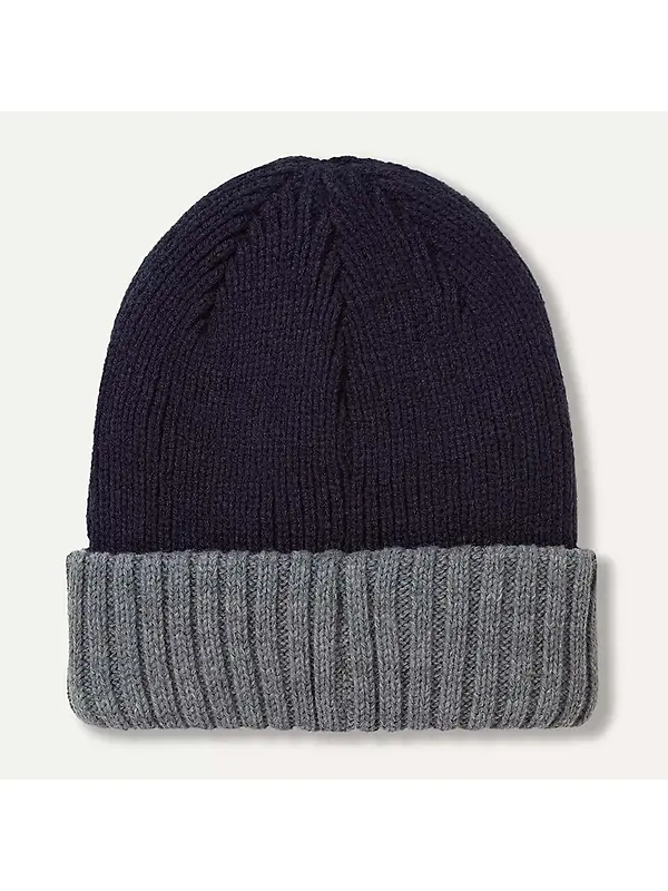 Sealskinz Bacton Waterproof Cold Weather Roll Cuff Beanie Hat - Colour Block Navy Image 2