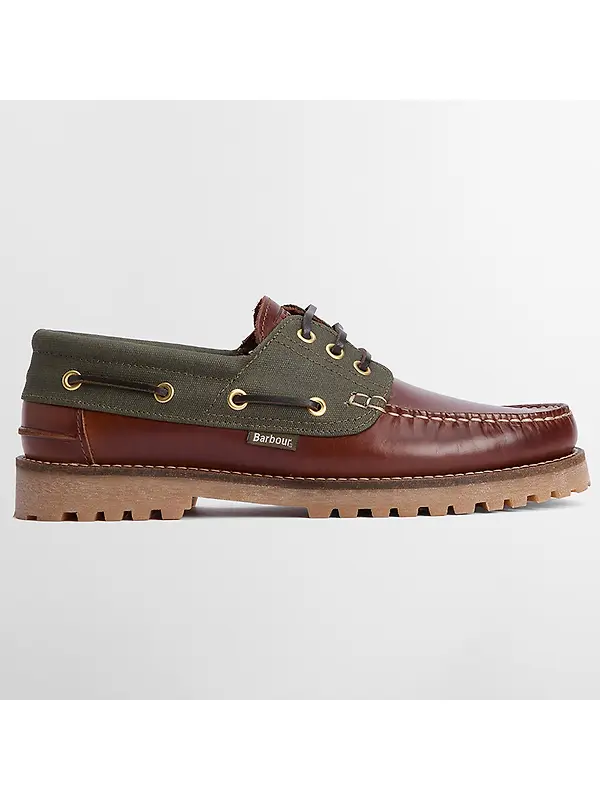 Barbour Men's Deck Boat Shoes - Mahogany Image 2