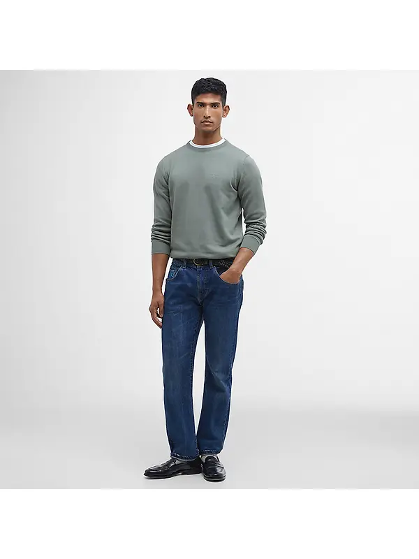 Barbour Men's Pima Crew Neck Jumper - Agave Green Image 3
