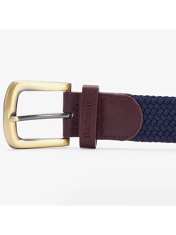 Barbour Men's Stretch Webbing Leather Belt - Navy Image 2