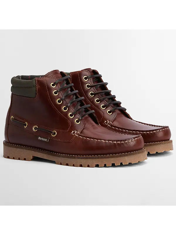 Barbour Men's Tiller Moccasin Boots - Mahogany Image 2
