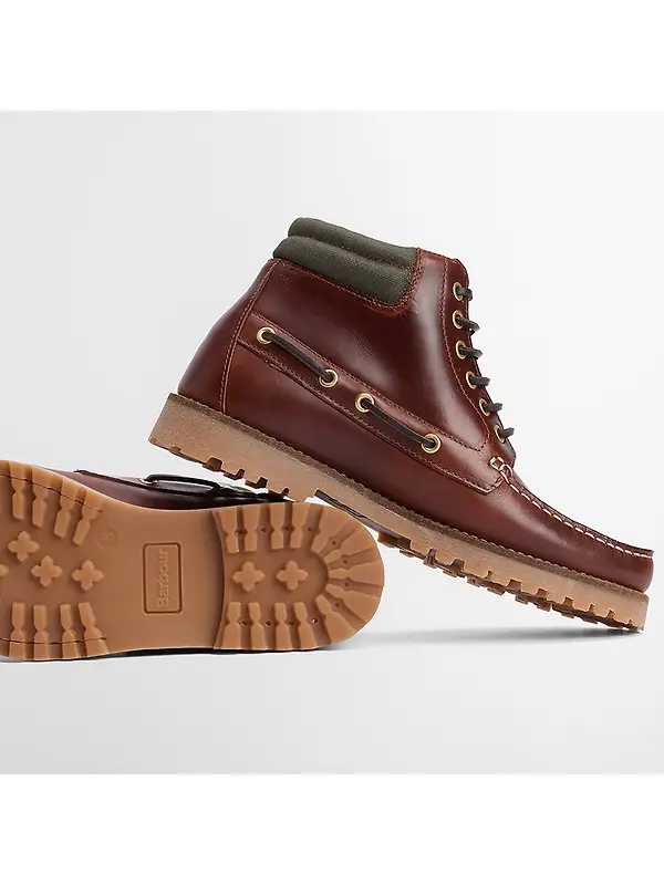 Barbour Men's Tiller Moccasin Boots - Mahogany Image 4