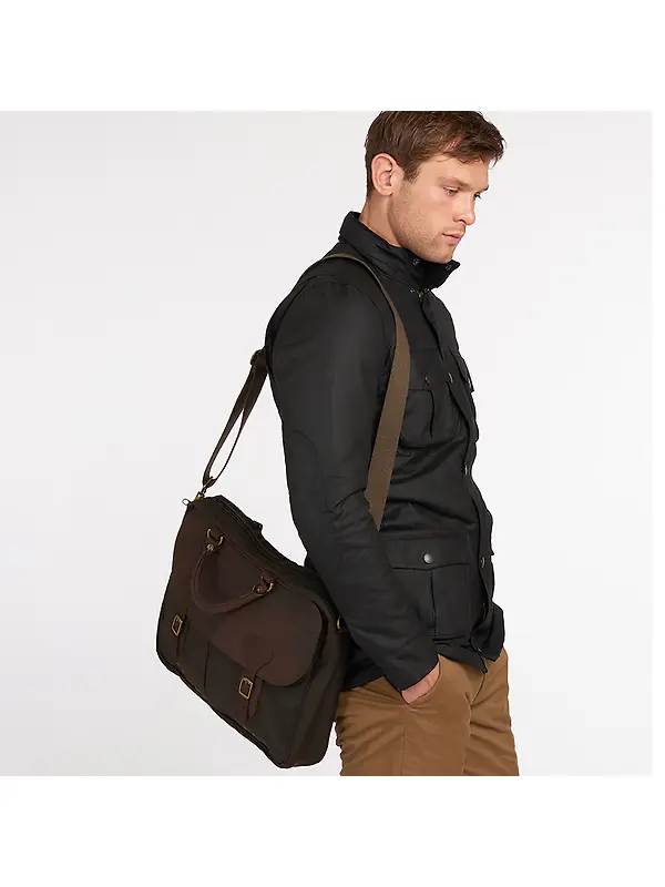 Barbour Wax Leather Briefcase - Olive Image 2