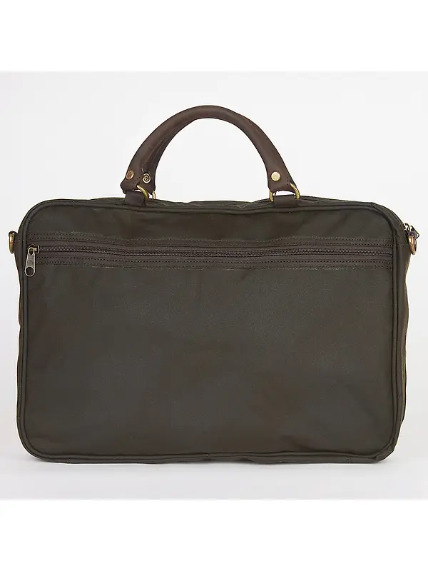 Barbour Wax Leather Briefcase - Olive Image 4