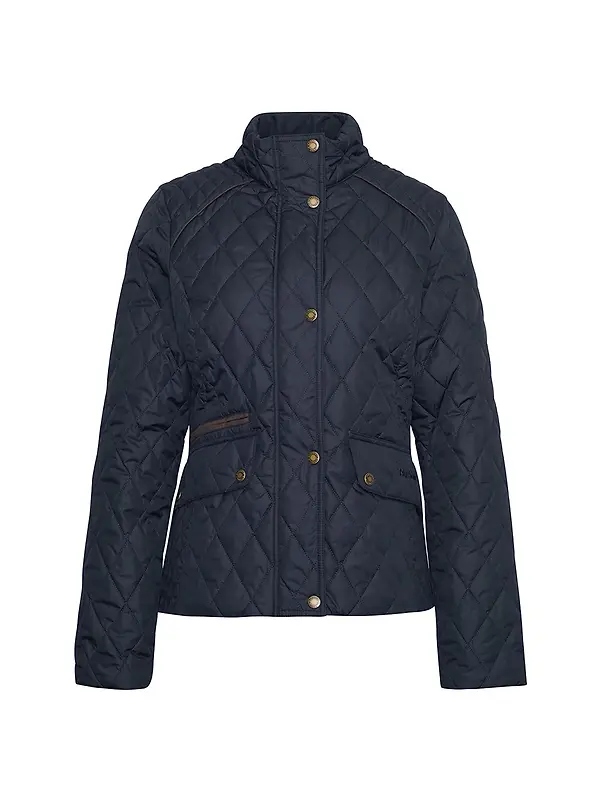 Product image of Barbour Women's Crawford Cavalry Quilted Jacket - Dark Navy/Ancient Tartan