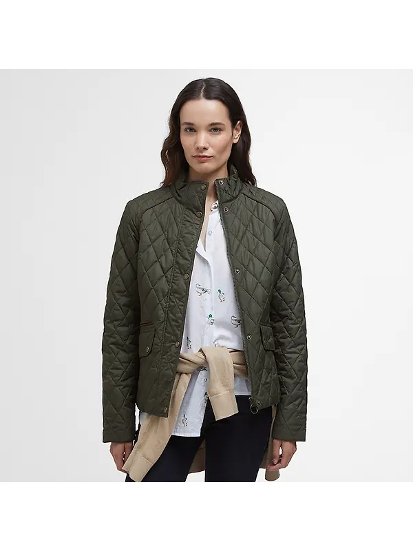 Barbour Women's Crawford Cavalry Quilted Jacket - Olive/Ancient Tartan Image 2