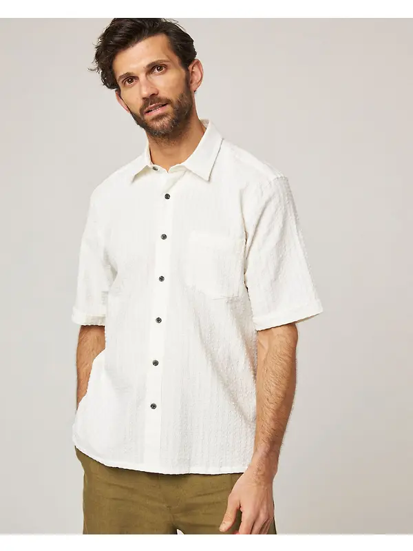 Peregrine Men's Made In England Beach Shirt - White Stripe Image 2