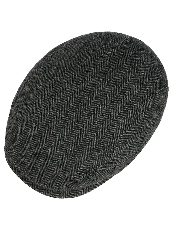 Stetson Belfast Driver Classic Wool Herringbone Flat Cap - Moss Green Image 2